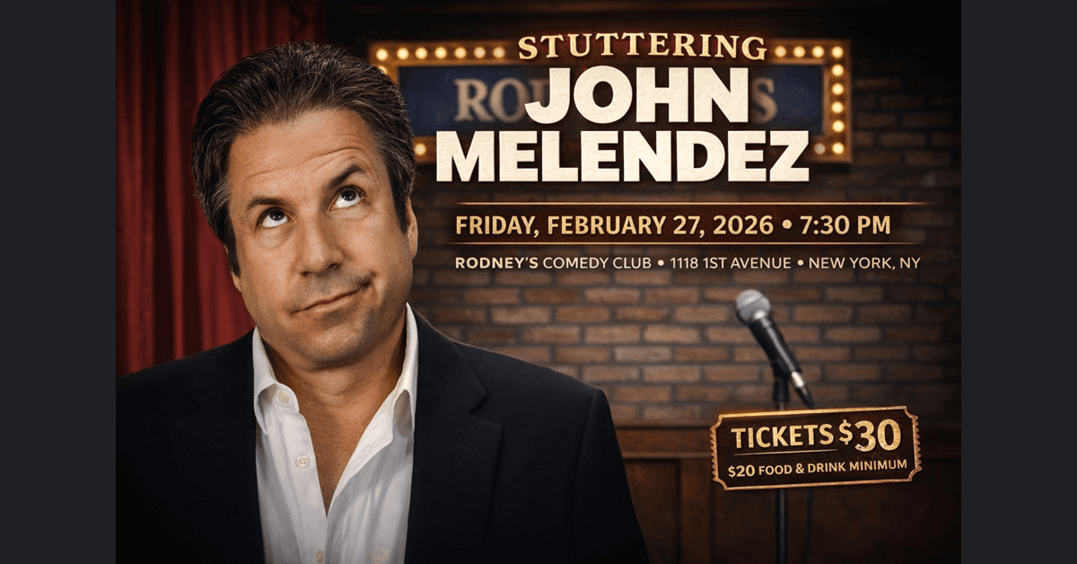 Stuttering John Melendez será a atração principal no histórico Rodney's New York Comedy Club em fevereiro de 2026