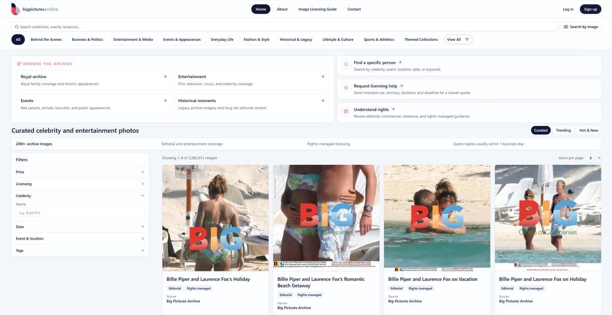 Arquivo Big Pictures abre acesso online a 2 milhões de imagens gerenciadas de celebridades e entretenimento