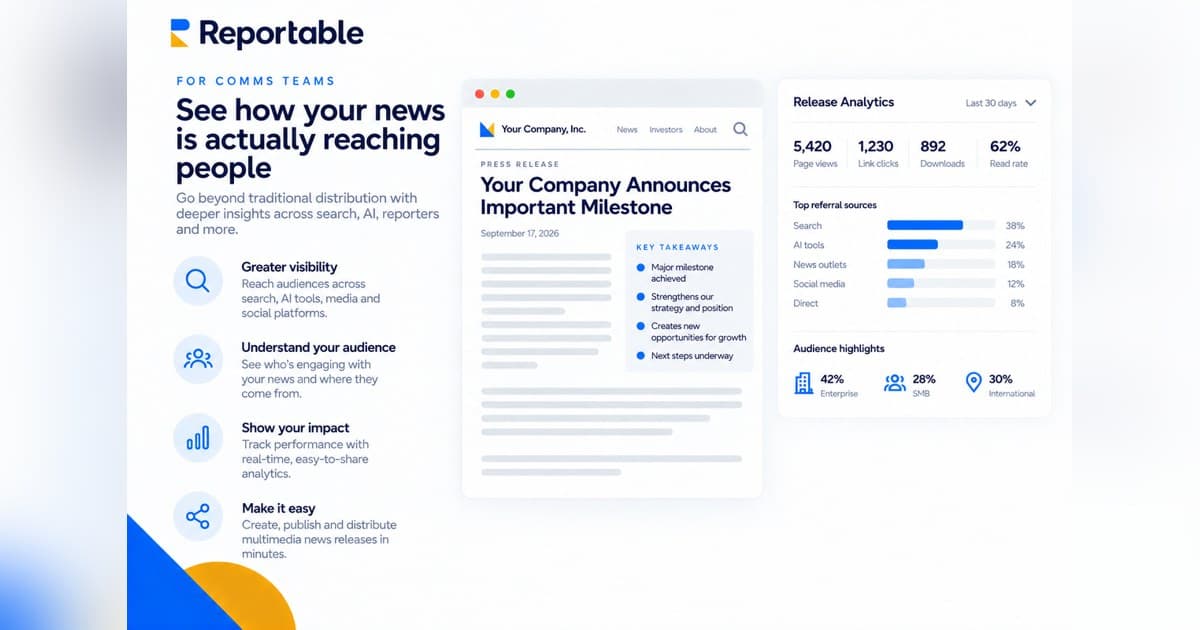 Reportable Expande Análise de Comunicados de Imprensa em Distribuição Digital e Aprimorada via Newswire