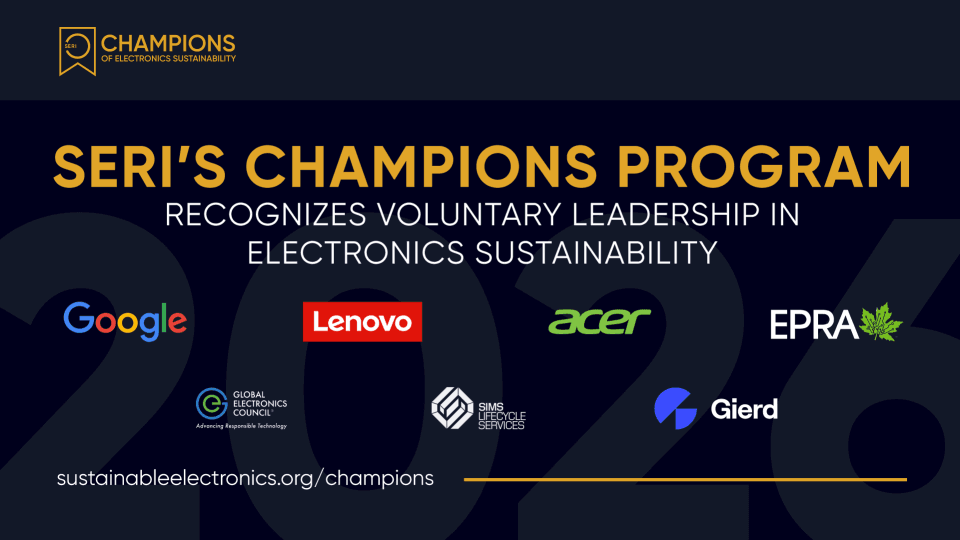Programa SERI Champions Reconhece Liderança Voluntária na Sustentabilidade Eletrônica