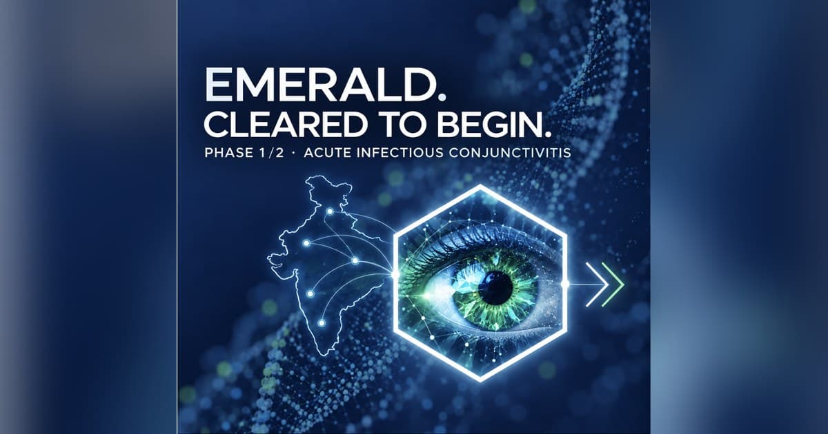 Okogen Obtém Autorização da CDSCO para Iniciar o Estudo EMERALD de Fase 1/2 do Treyegen para Conjuntivite Infecciosa Aguda