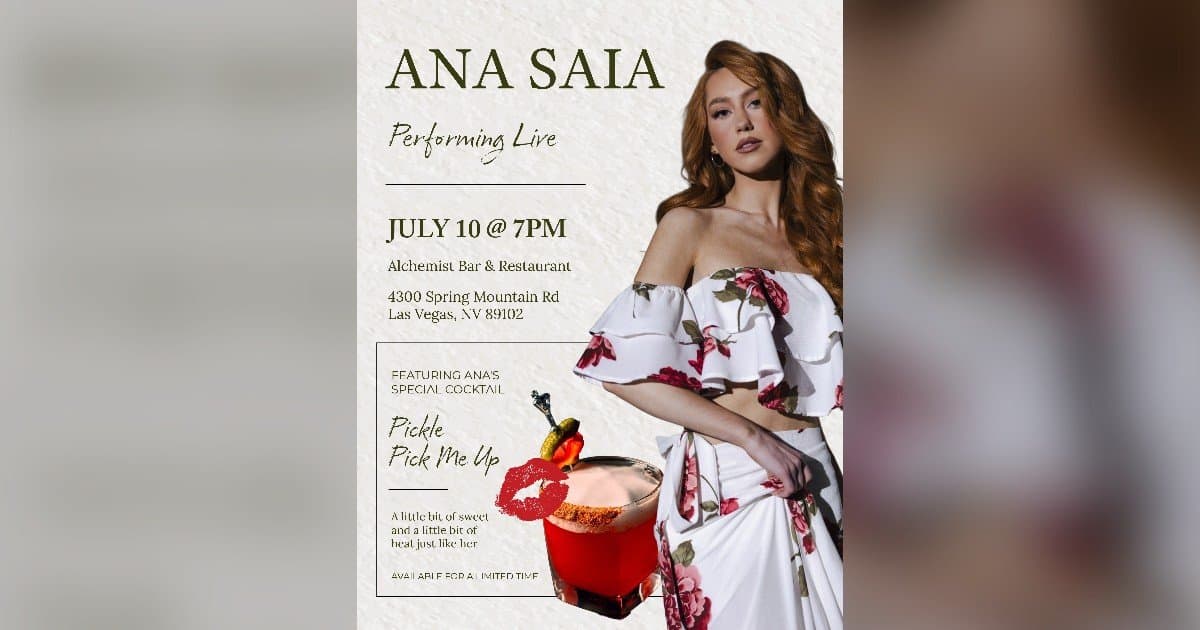 Ana Saia vai lançar coquetel exclusivo em apresentação ao vivo em 10 de julho em Chinatown, Las Vegas