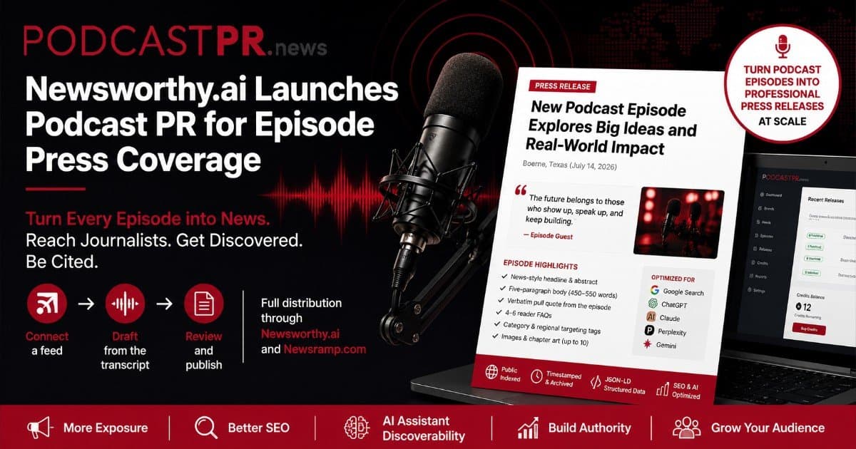 Newsworthy.ai lança Podcast PR para transformar episódios em releases de notícias distribuíveis