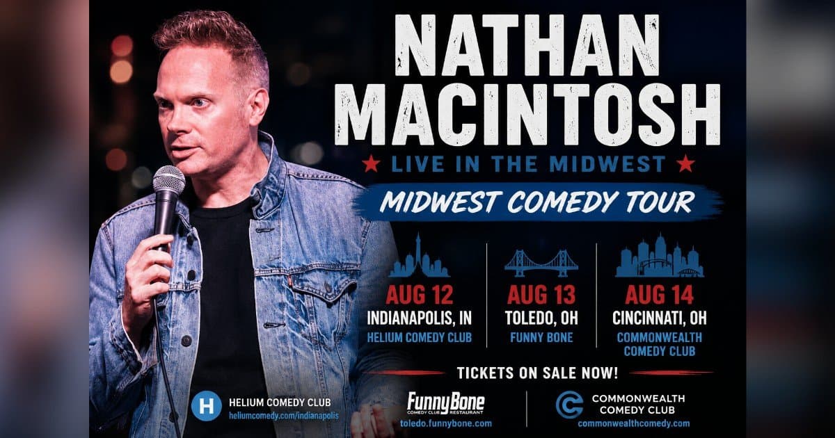 Comediante Nathan Macintosh fará shows em três clubes do Meio-Oeste em três noites