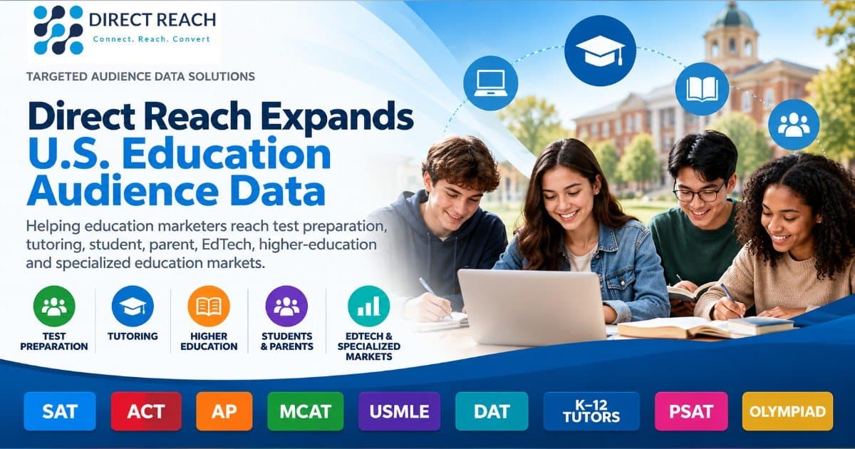 Direct Reach Amplia Dados de Público da Educação nos EUA para Campanhas de Marketing Direcionadas