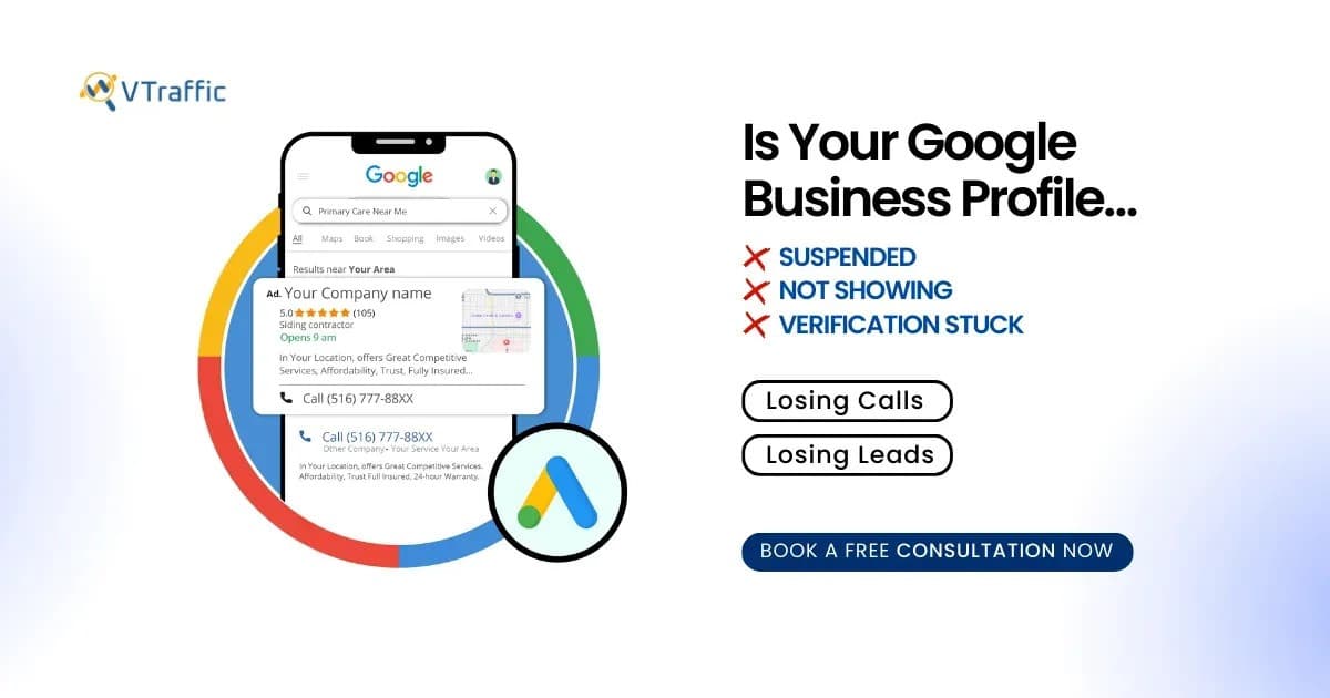 VTraffic.io ajuda empresas locais com suspensões e otimização do Google Business Profile