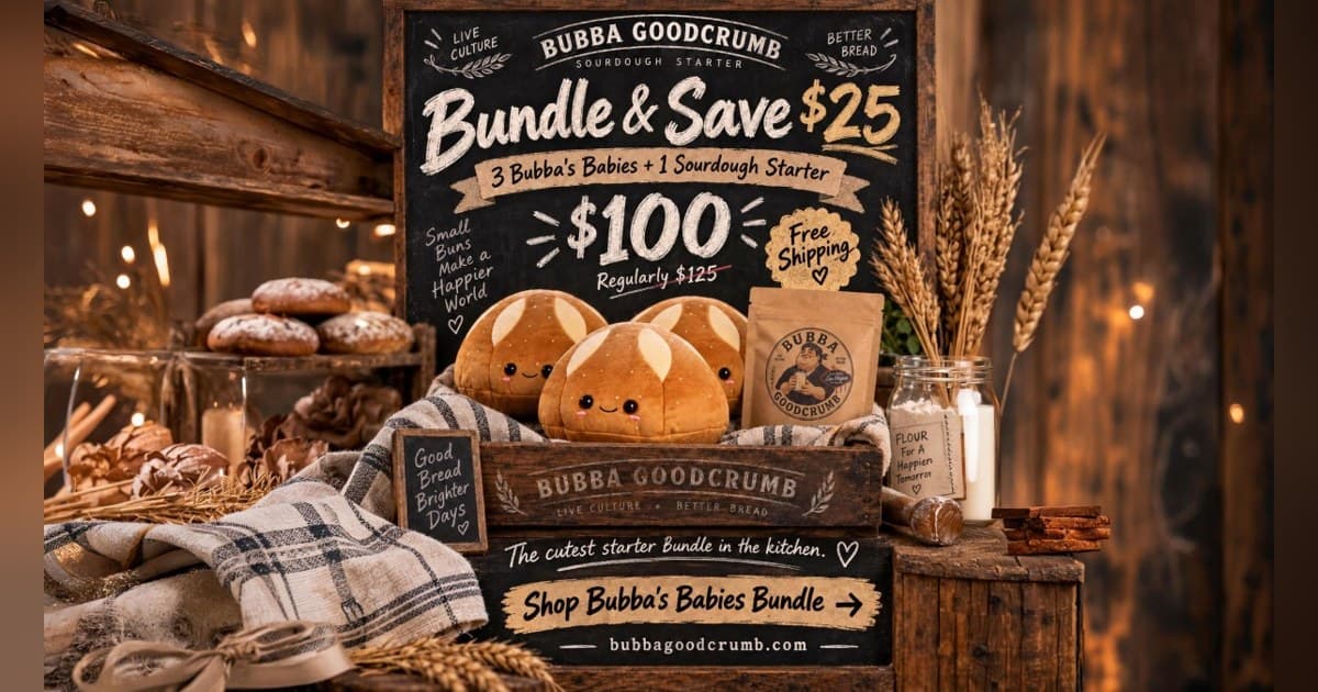 Bubba Goodcrumb lança pelúcia Bubba's Baby Sourdough em todo o país, aproveitando a febre do sourdough