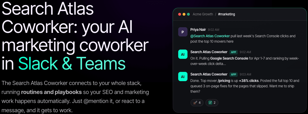 Search Atlas Lança Integração com Slack para Coworker e Corrige Bug de Agendamento