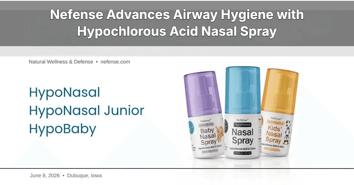 Nefense Lança Linha de Spray Nasal de Ácido Hipocloroso para Higiene Respiratória por Faixa Etária