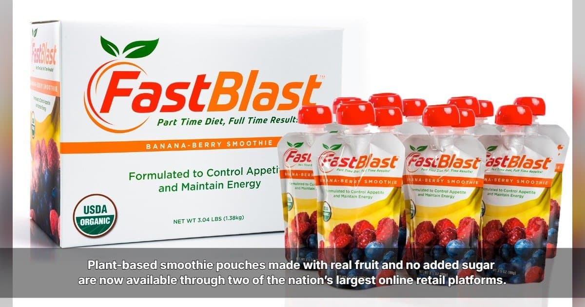 Smoothie FastBlast de Banana e Frutas Vermelhas Agora Disponível na Amazon e no Walmart.com